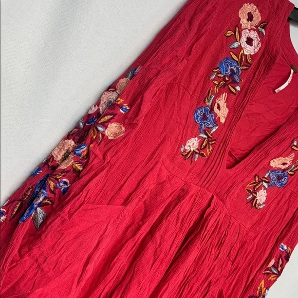 FREE PEOPLE Mia Embroidered Gauze Dress Floral Pocket White V Neck dress - Picture 4 of 10